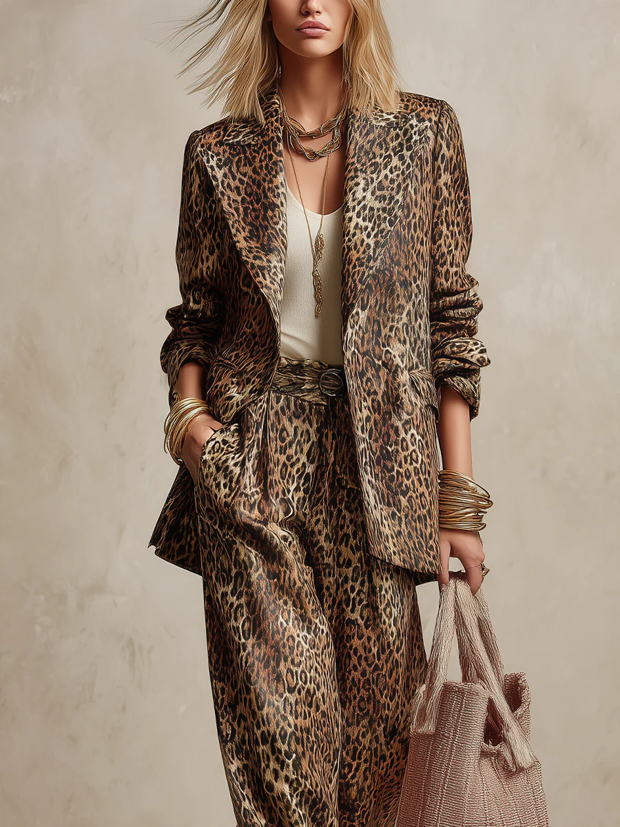 Bohemian Brown Leopard Print Suit - Image 2