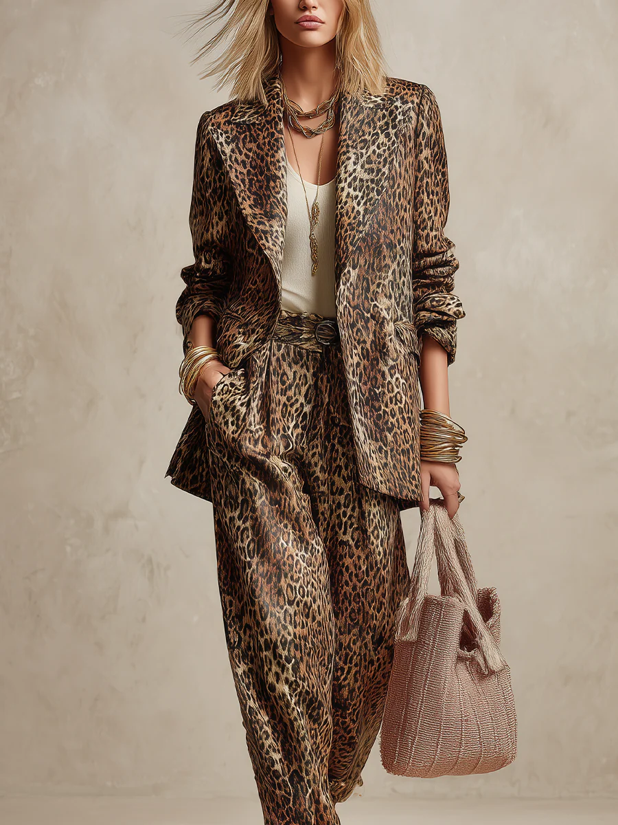 Bohemian Brown Leopard Print Suit - Image 3
