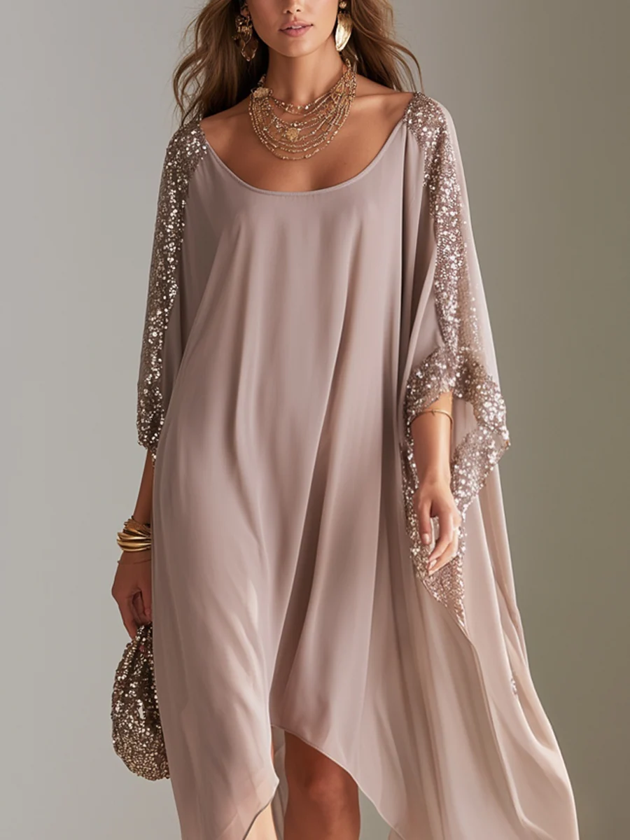 Bohemian Champagne Sequined Long Dress - Image 2