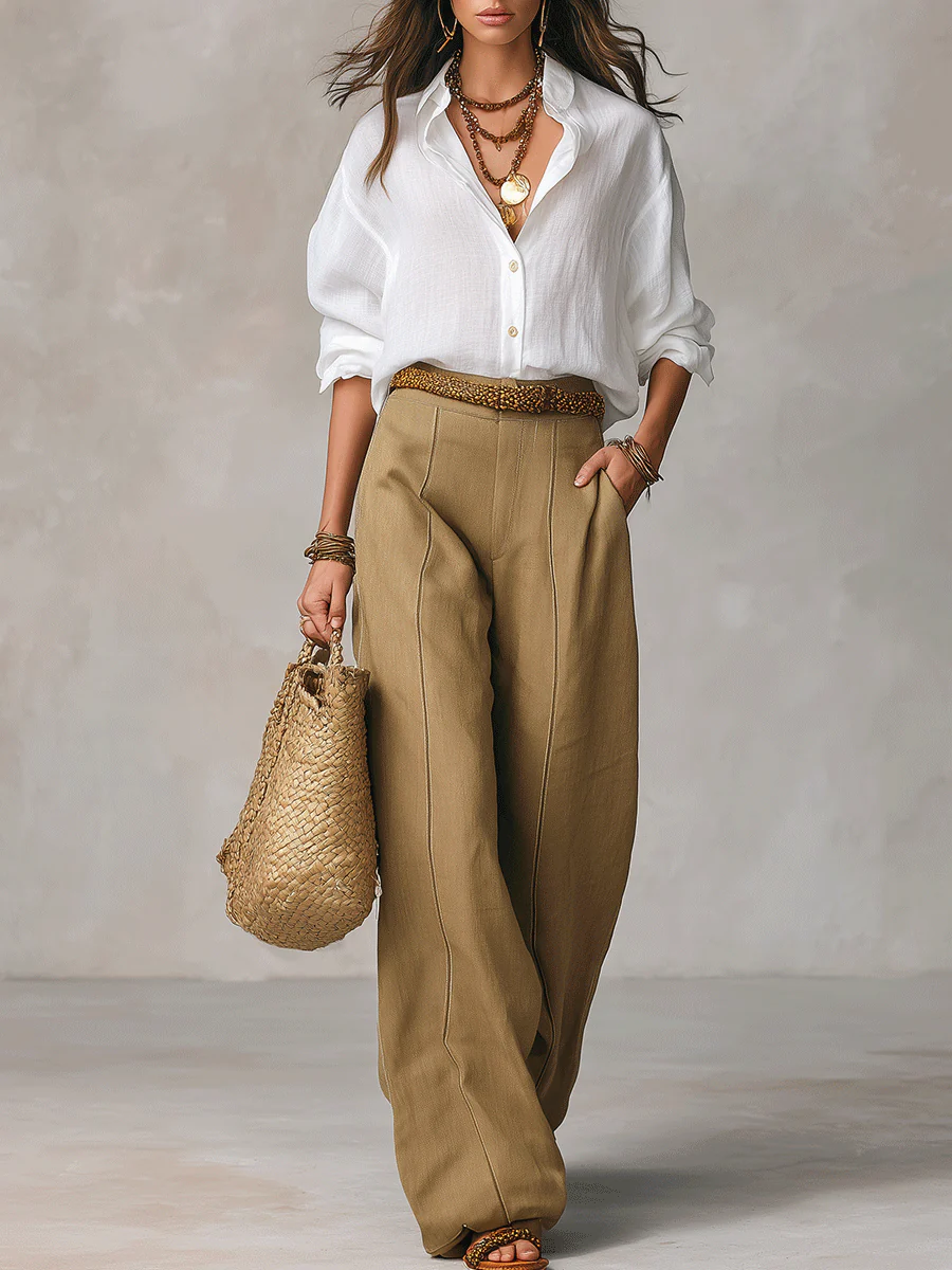 Bohemian Effortless Linen White Blouse - Image 4