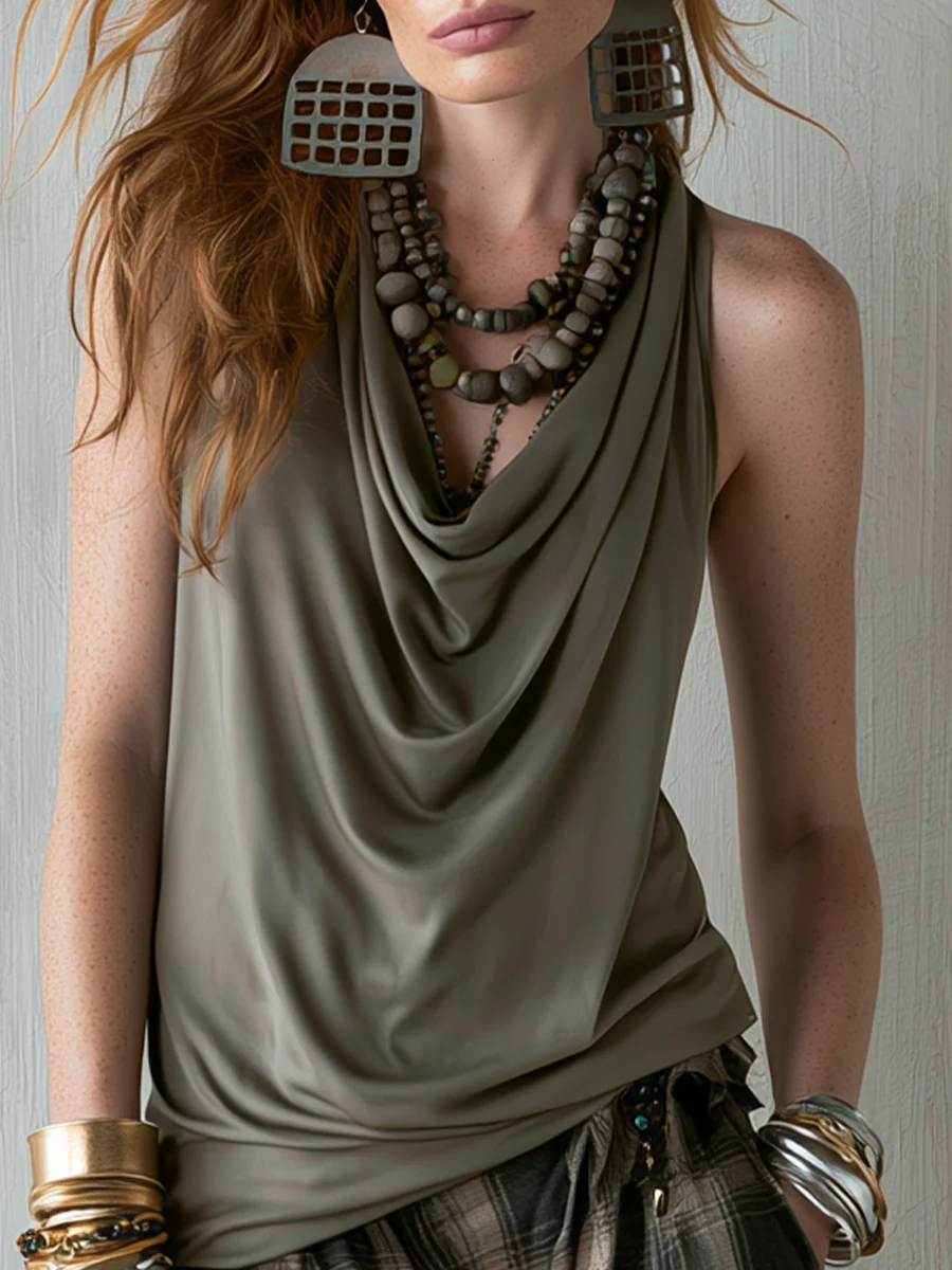 Bohemian Gray Draped Top - Image 2