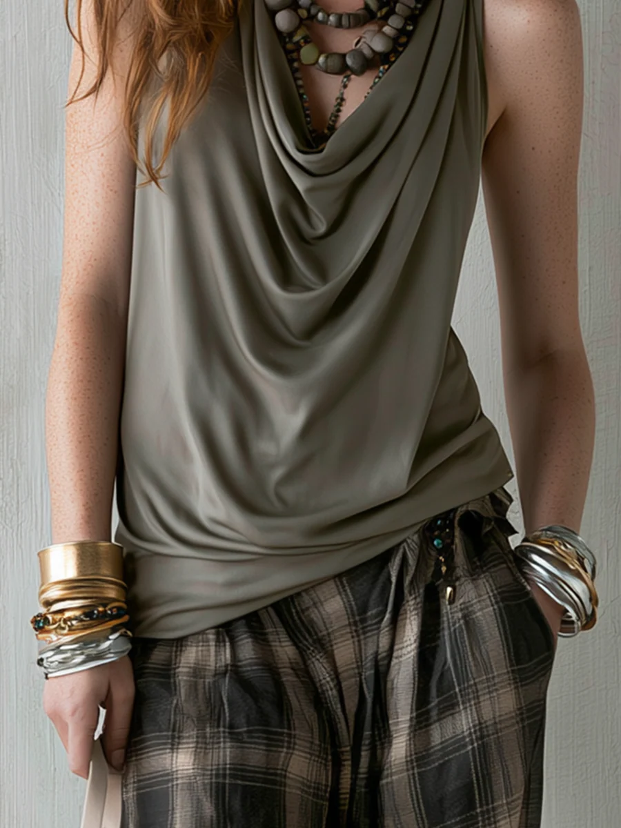 Bohemian Gray Draped Top - Image 3