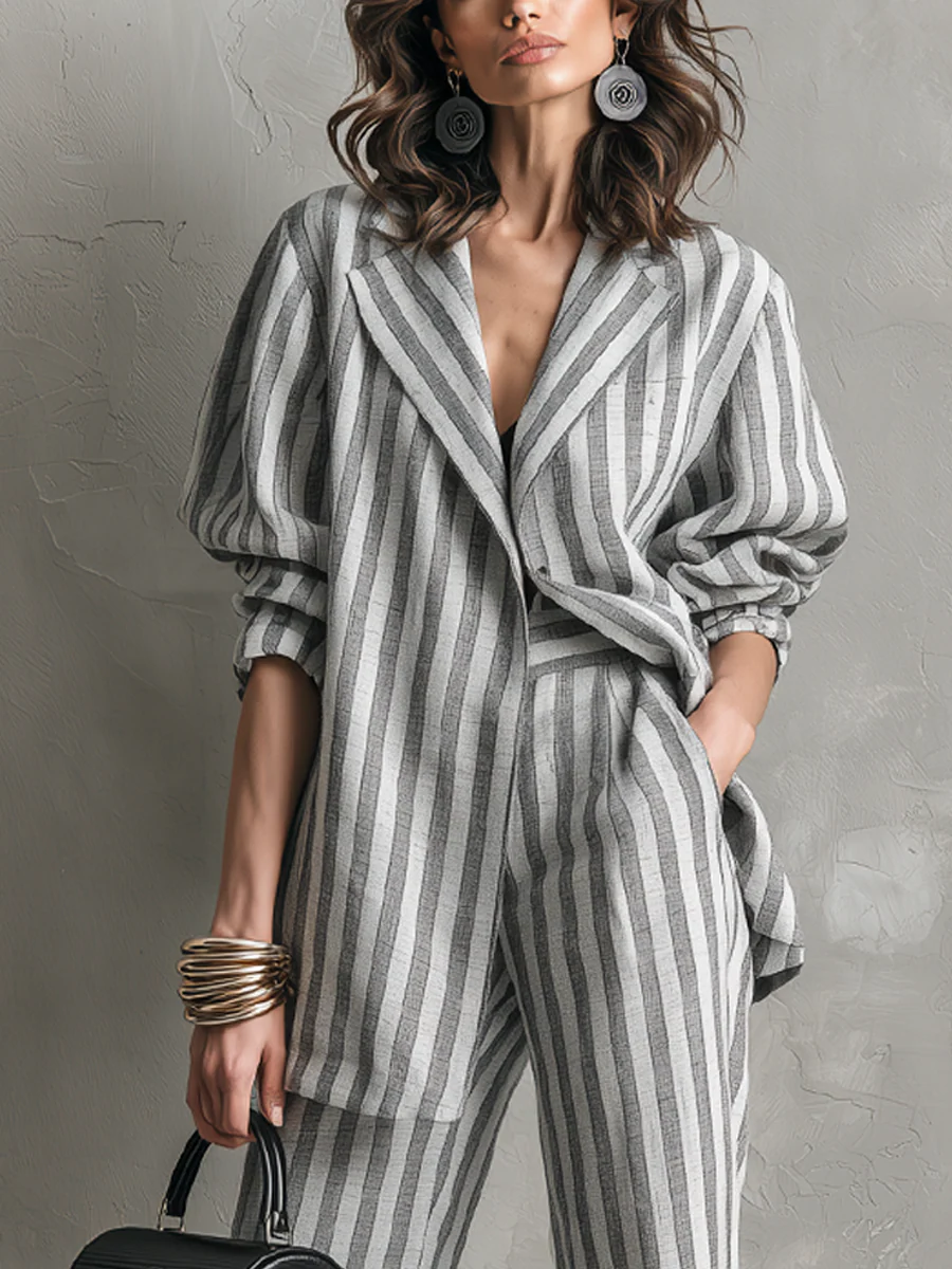 Bohemian Gray Striped Suit - Image 3