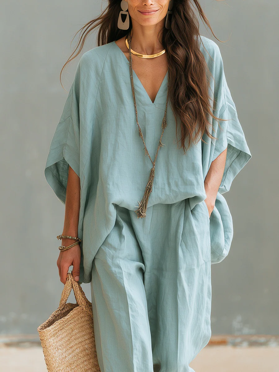Bohemian Mint Green Linen Set - Image 2