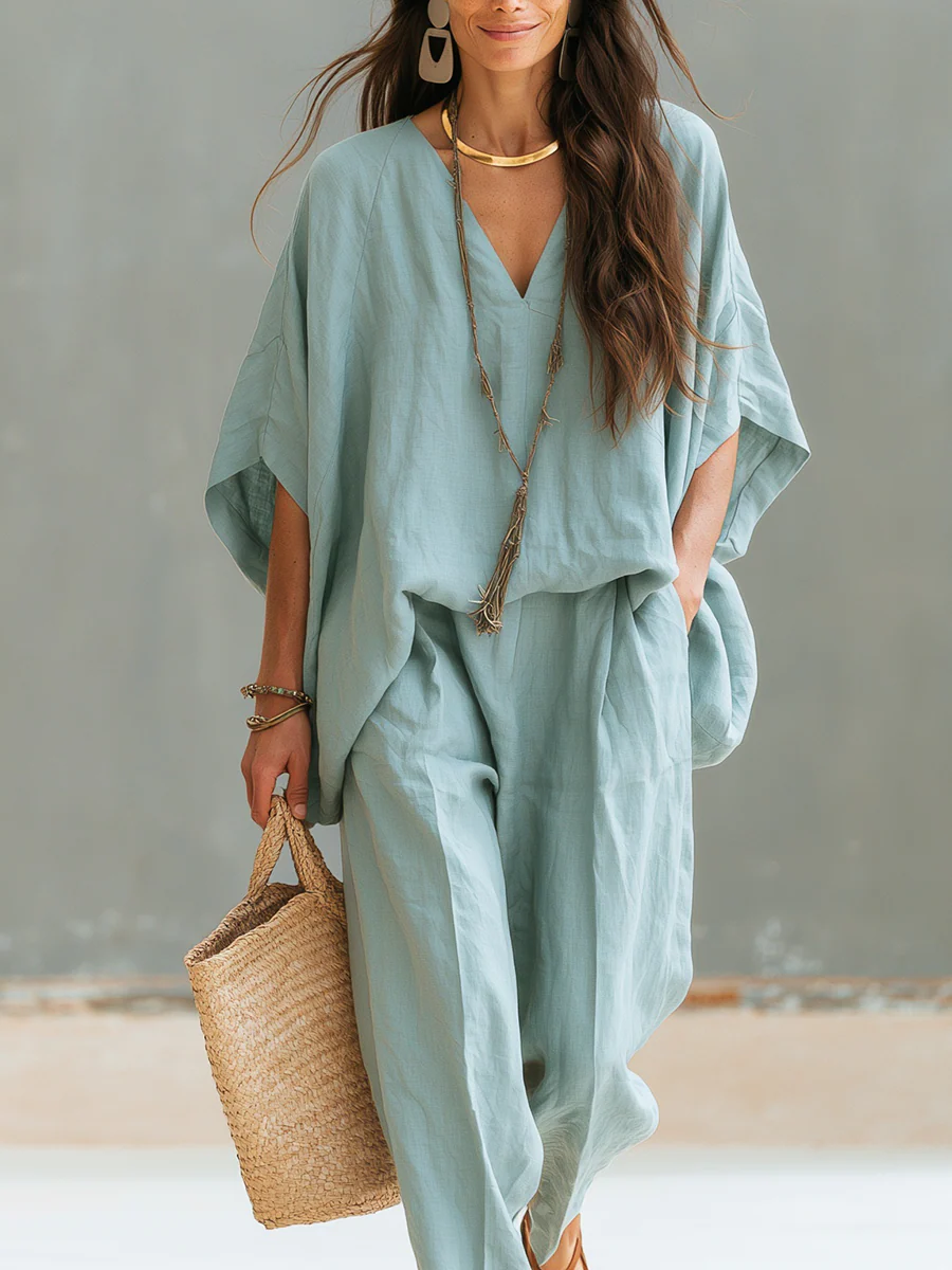 Bohemian Mint Green Linen Set - Image 3