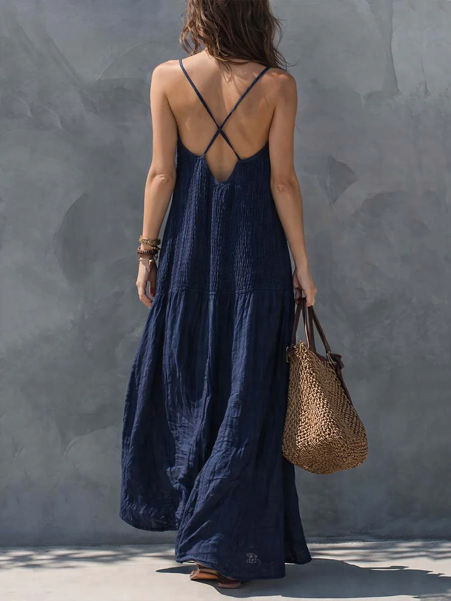 Bohemian Patchwork Cotton Linen Maxi Dress - Image 2