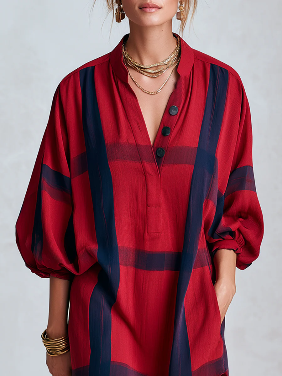 Bohemian Red And Blue Shirt Dress - Image 2