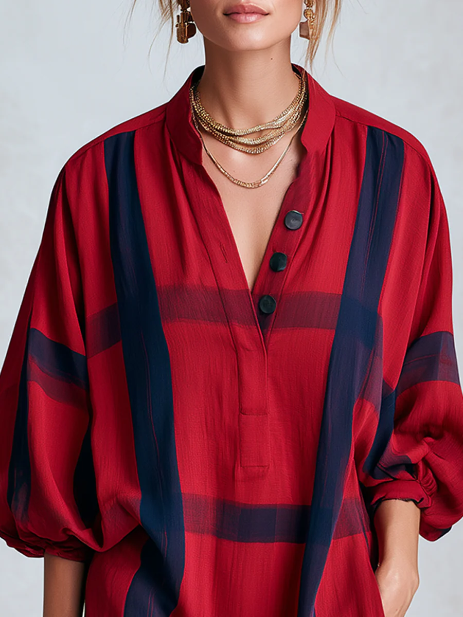 Bohemian Red And Blue Shirt Dress - Image 3