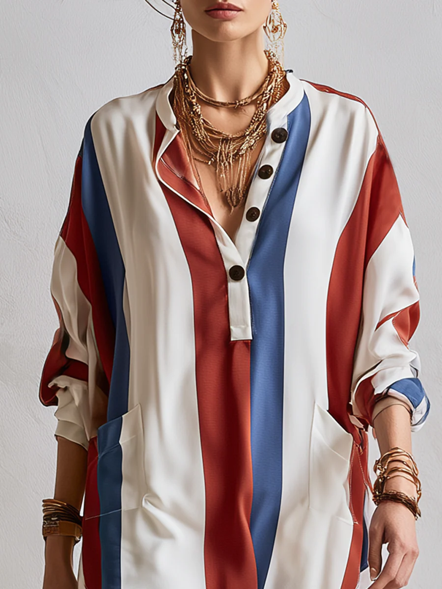 Bohemian Red And Blue Striped Top - Image 2
