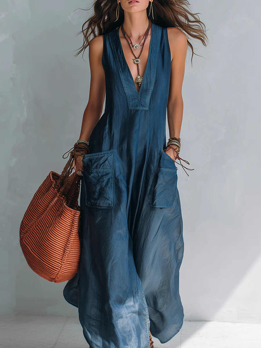 Bohemian style Wide leg Jumpsuit With Practical Pockets - Image 3