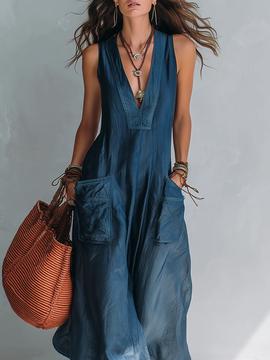 Bohemian style Wide leg Jumpsuit With Practical Pockets - Image 4