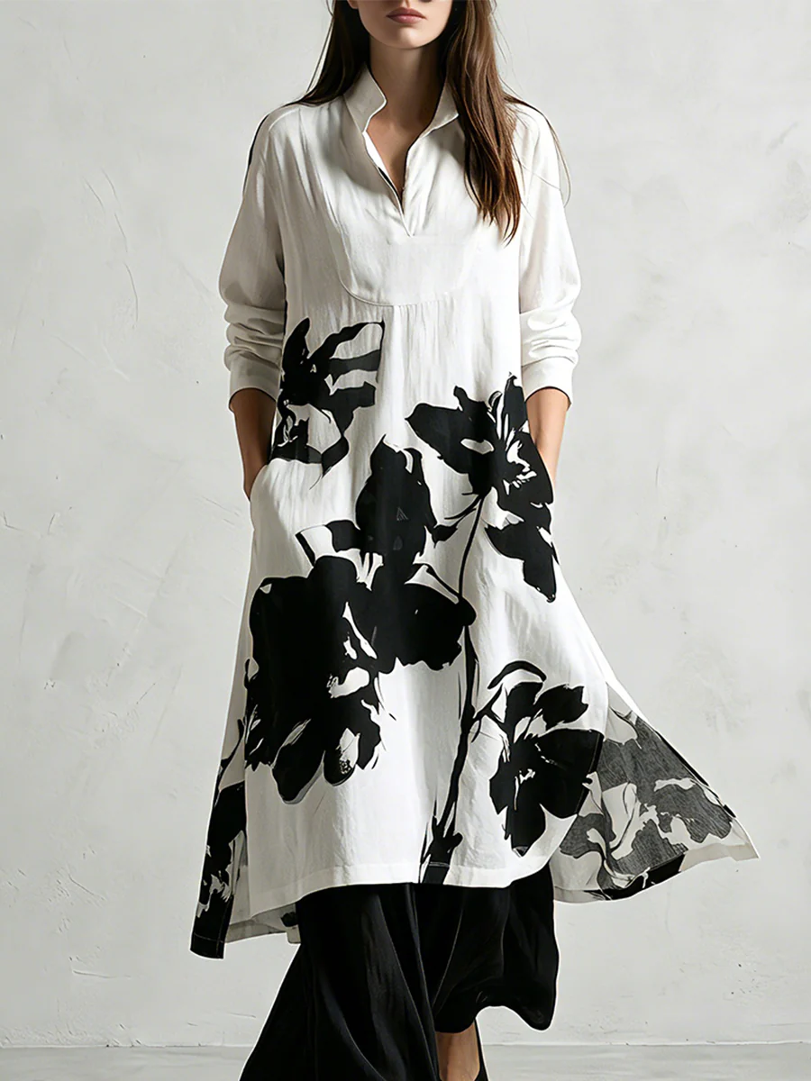 Dark Floral Belted Coat And Trousers - Image 2