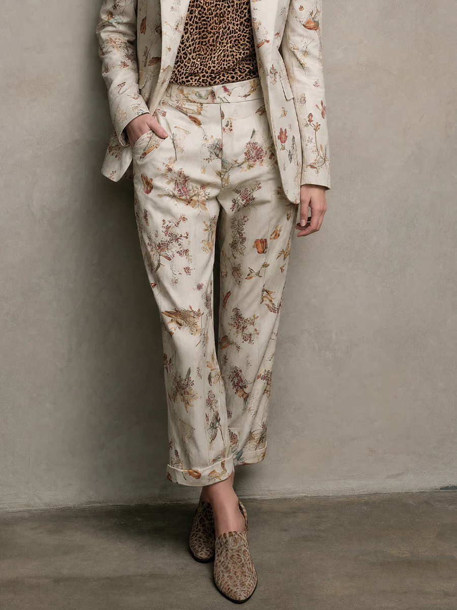 Eclectic Chic Floral Blazer & Straight Leg Pants Set - Image 3