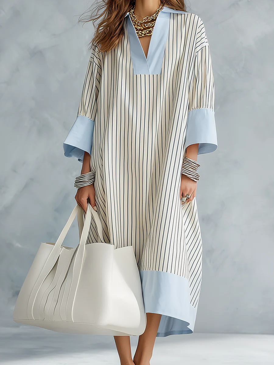 Effortless Striped Midi Dress - Image 7