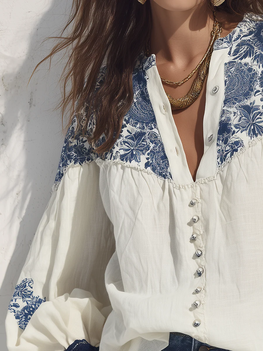 Elegant Floral Button-Front Shirt - Image 2