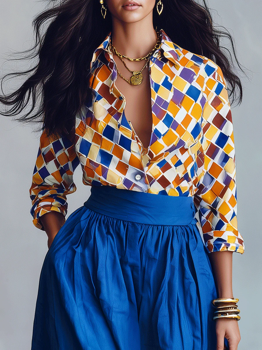 Elegant Vacation Mediterranean Blue Two-Piece Boho Set - Image 2