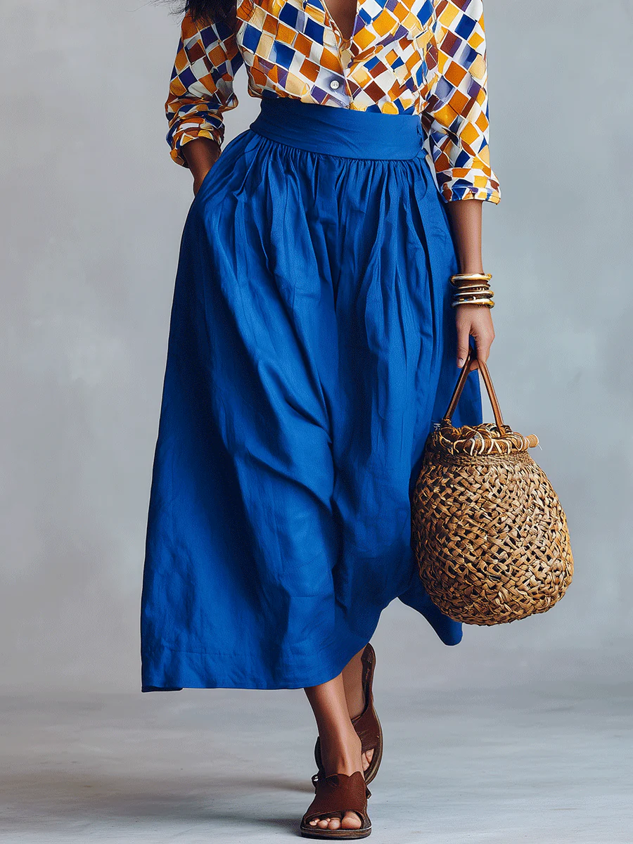 Elegant Vacation Mediterranean Blue Two-Piece Boho Set - Image 3