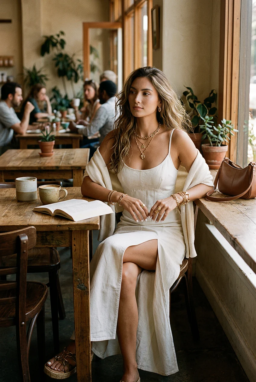 Elegant White Minimal Strappy Slit Maxi Dress - Image 5