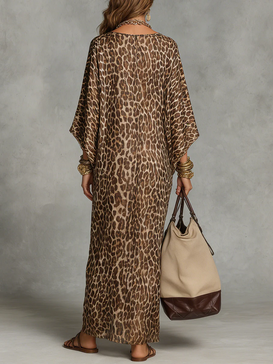 Elevated Leopard Print Twist-Front Maxi Dress - Image 3