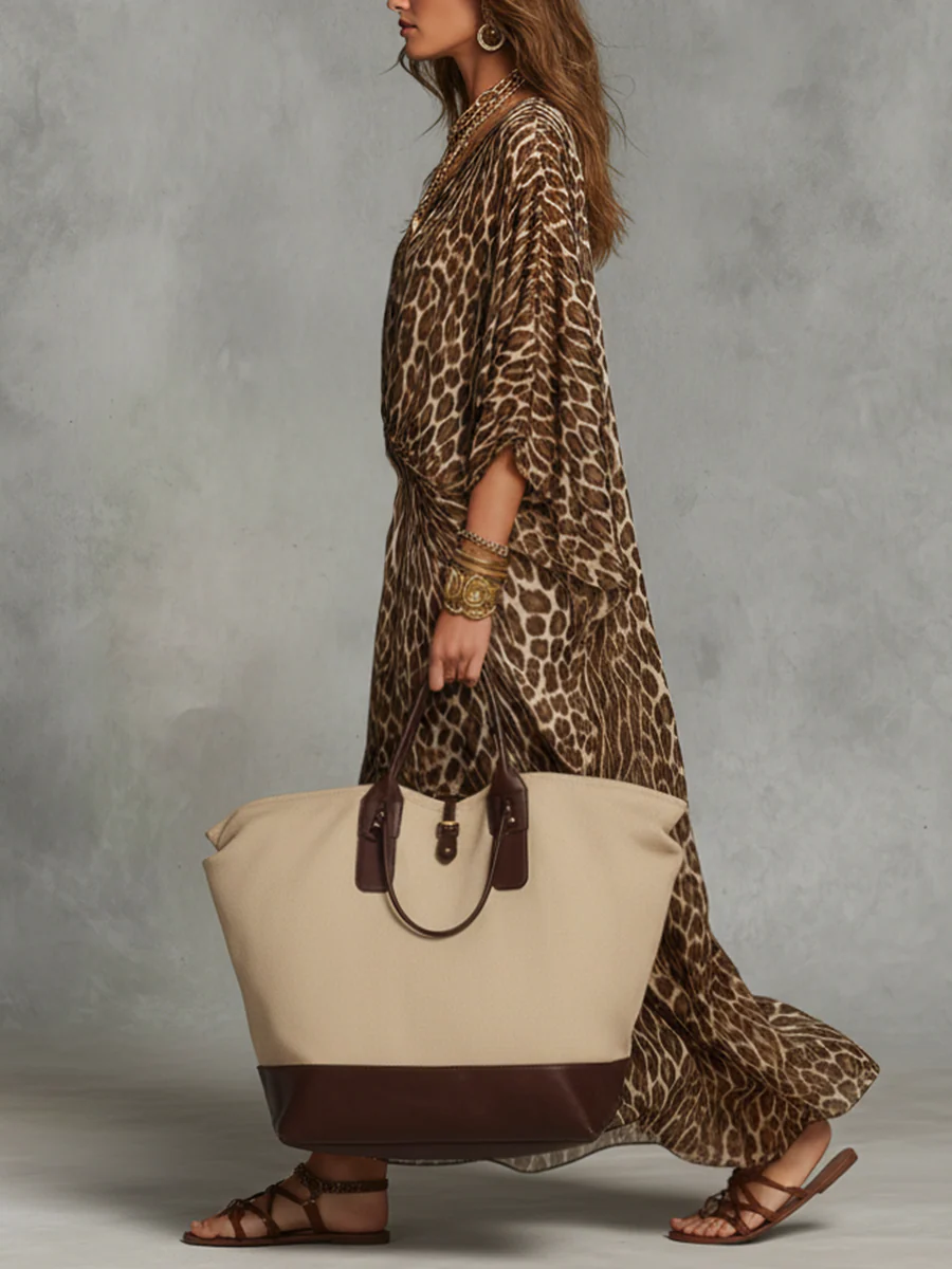 Elevated Leopard Print Twist-Front Maxi Dress - Image 4