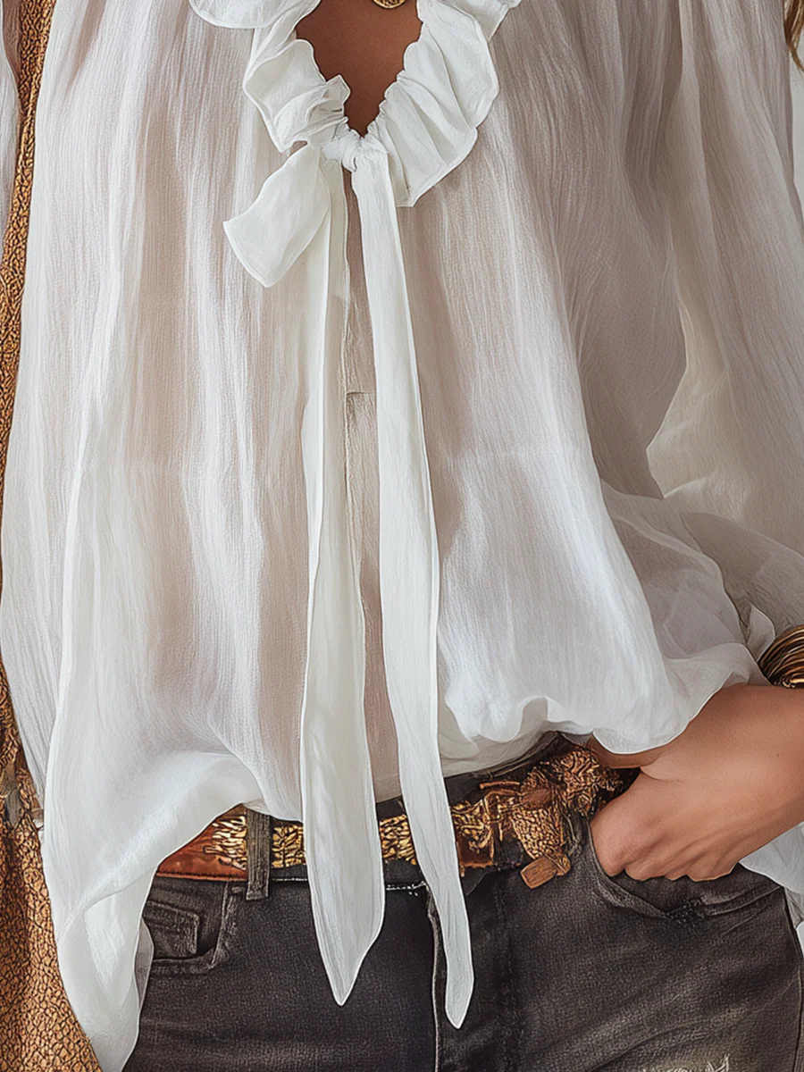 Ethereal Ruffled Chiffon Blouse - Image 2
