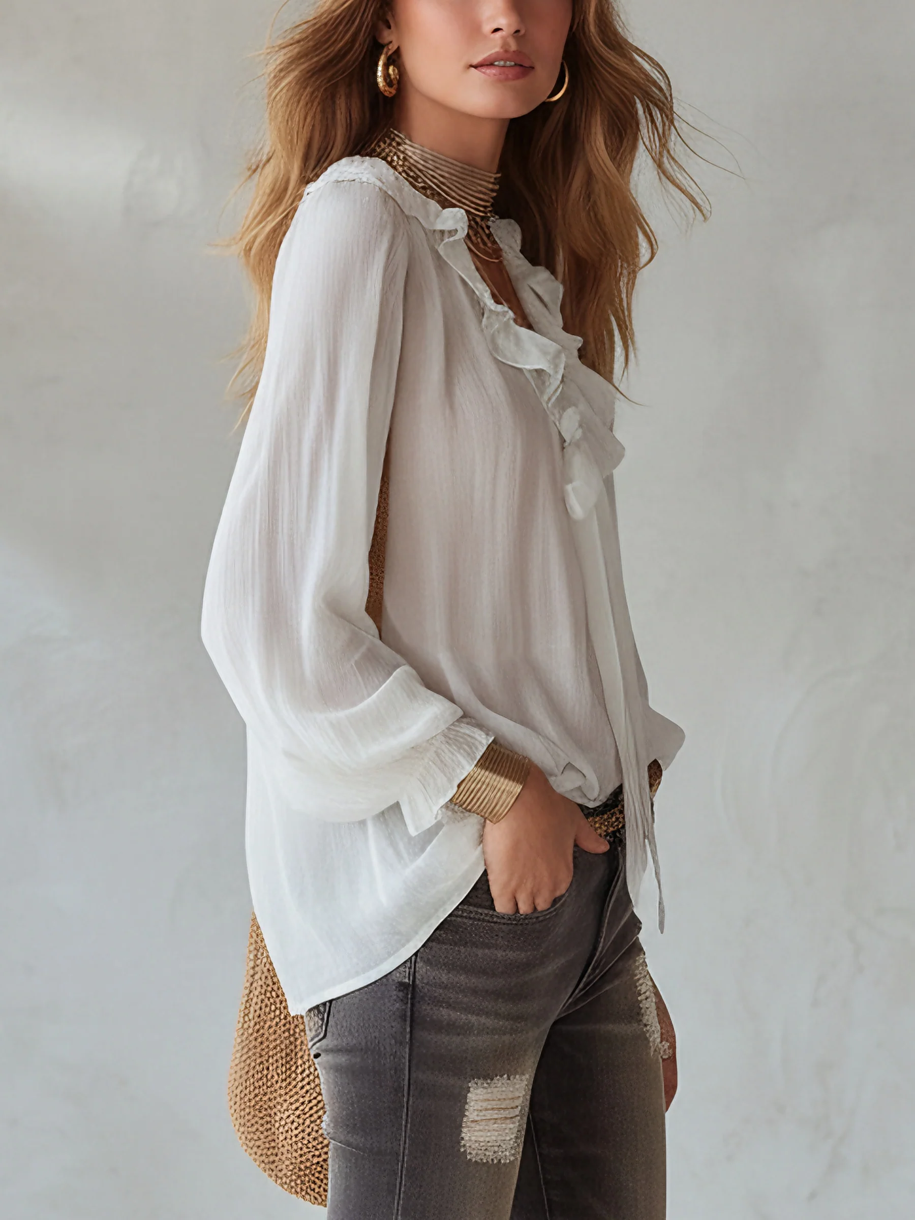 Ethereal Ruffled Chiffon Blouse - Image 5