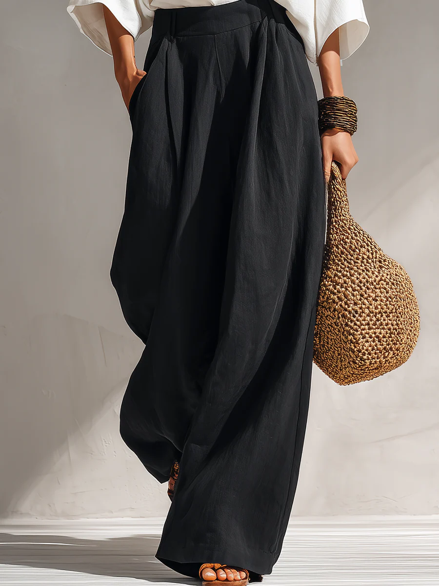 Minimal Bohemian Oversized Blouse & Draped Harem Pants Set - Image 3