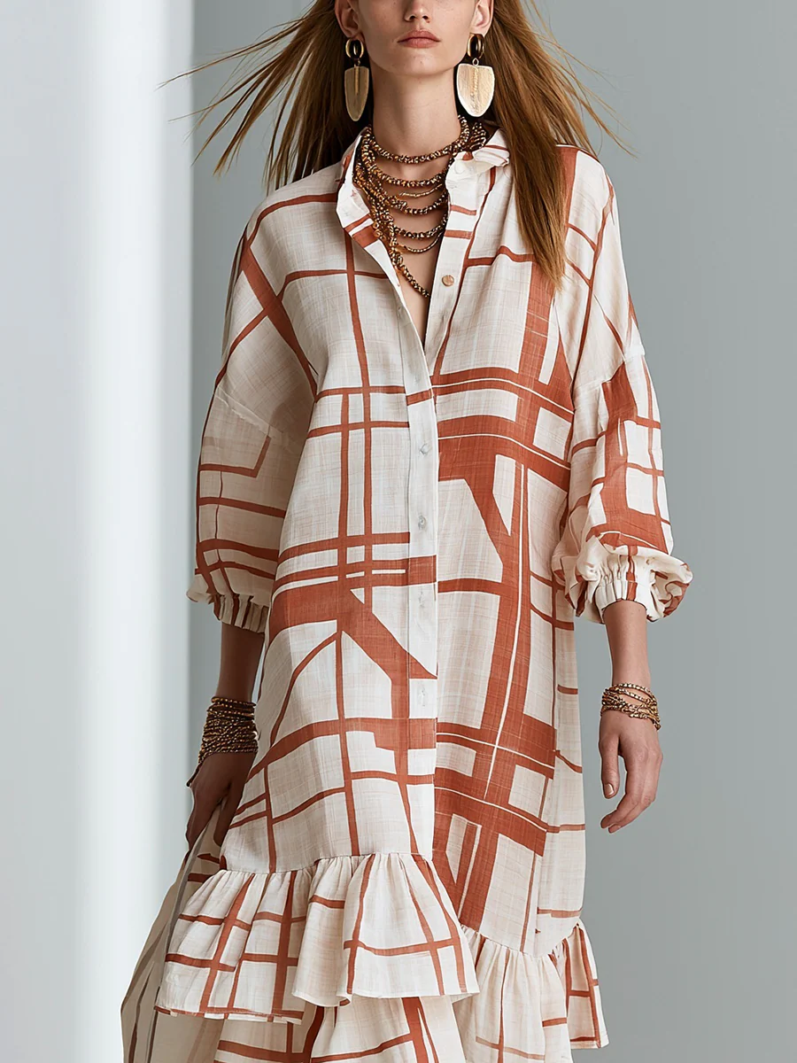 Modern Bohemian Geometric Print Layered Maxi Dress - Image 2