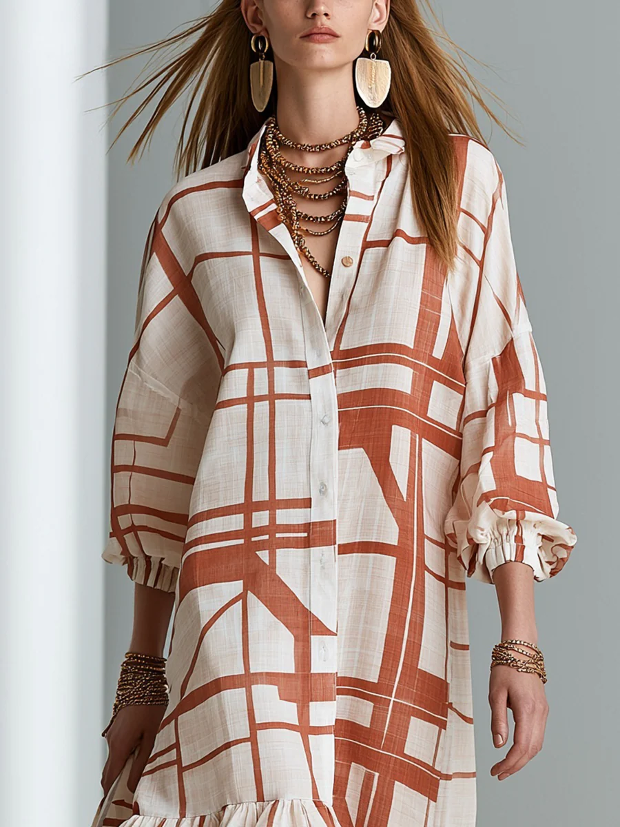Modern Bohemian Geometric Print Layered Maxi Dress - Image 3