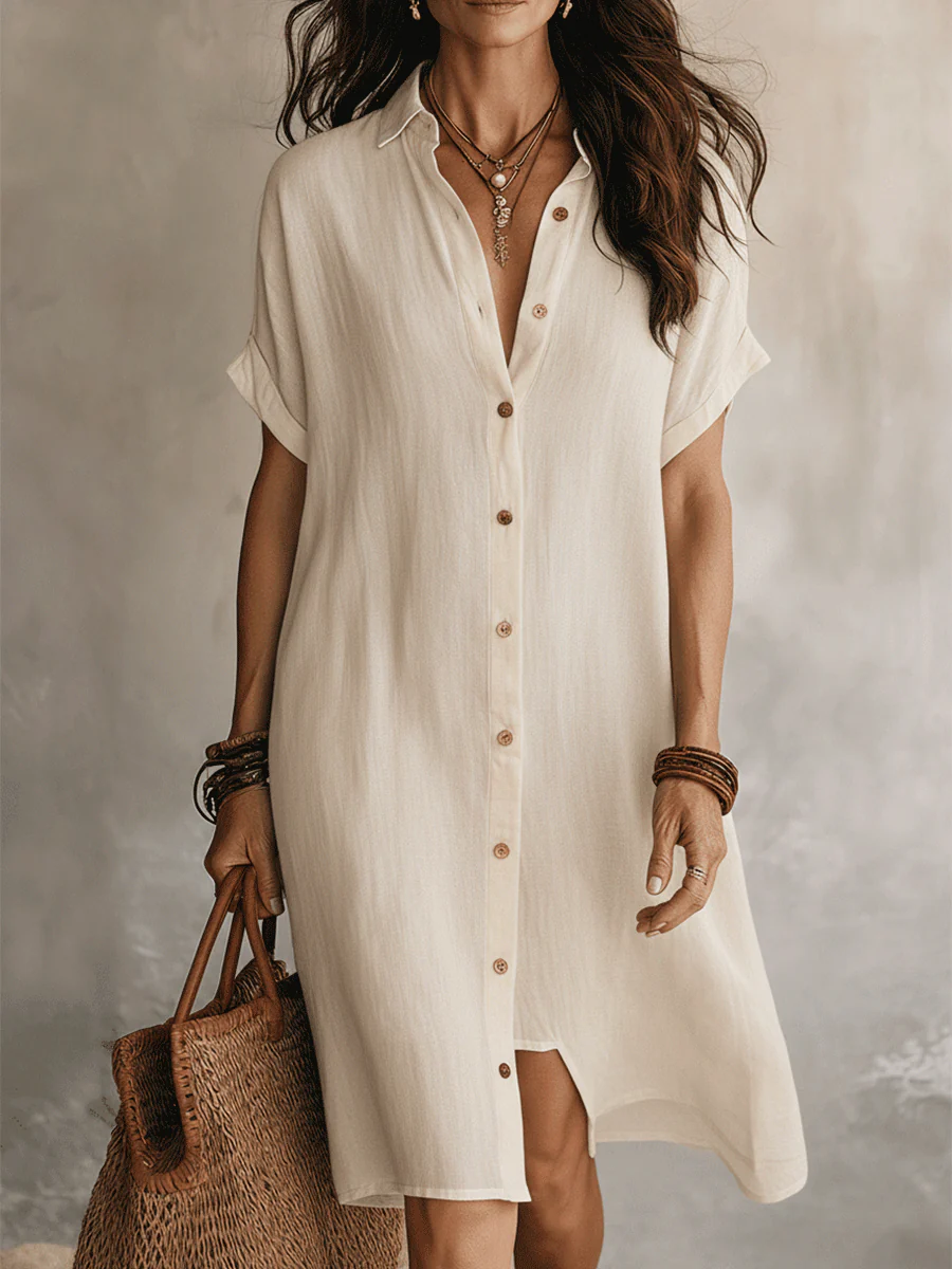 Modern Boho Effortless Black Linen Relaxed Midi Dress - Image 7