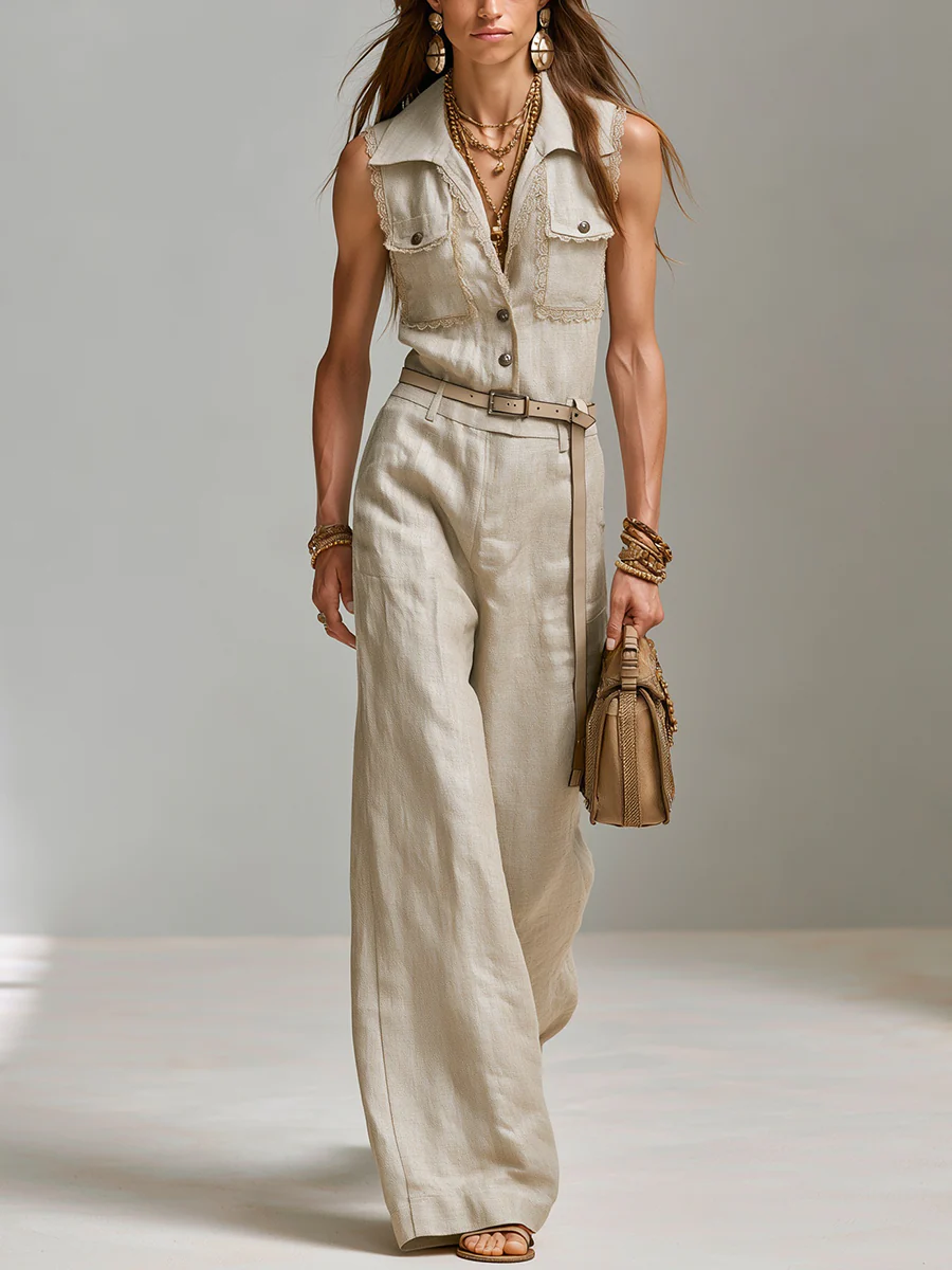 Natural Ivory Linen Jumpsuit