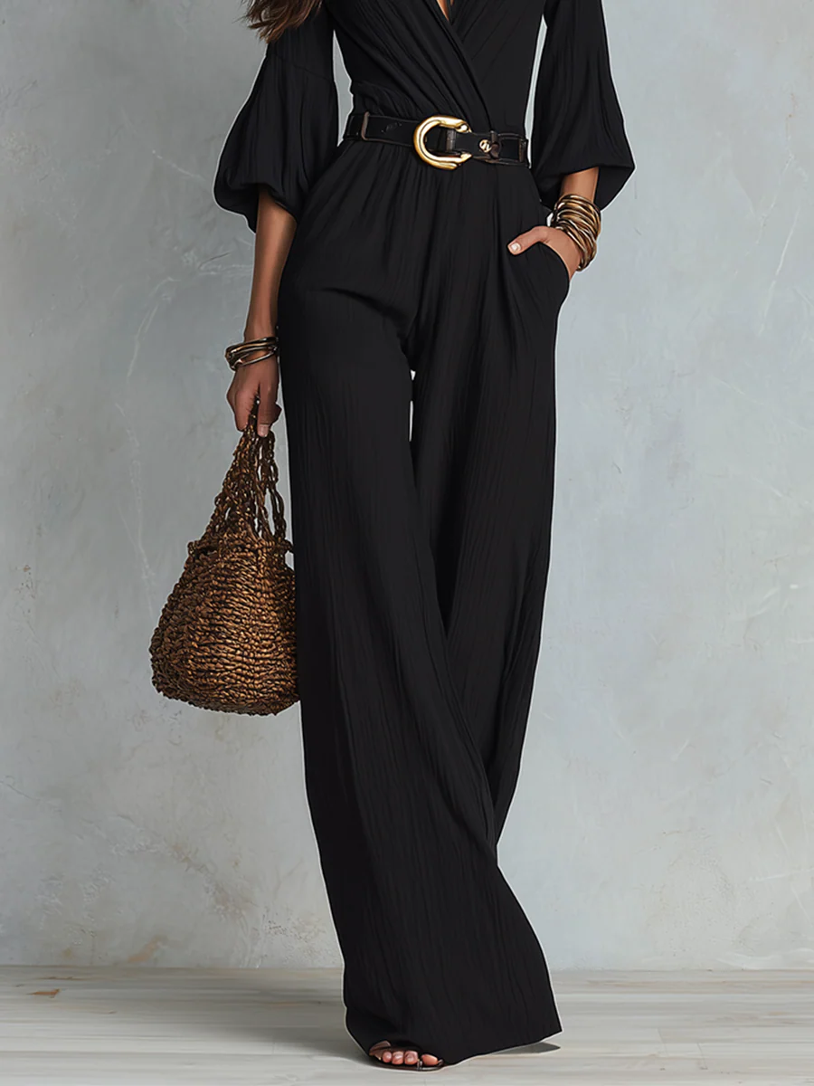 Noir Goddess Wide-Leg Jumpsuit - Image 3