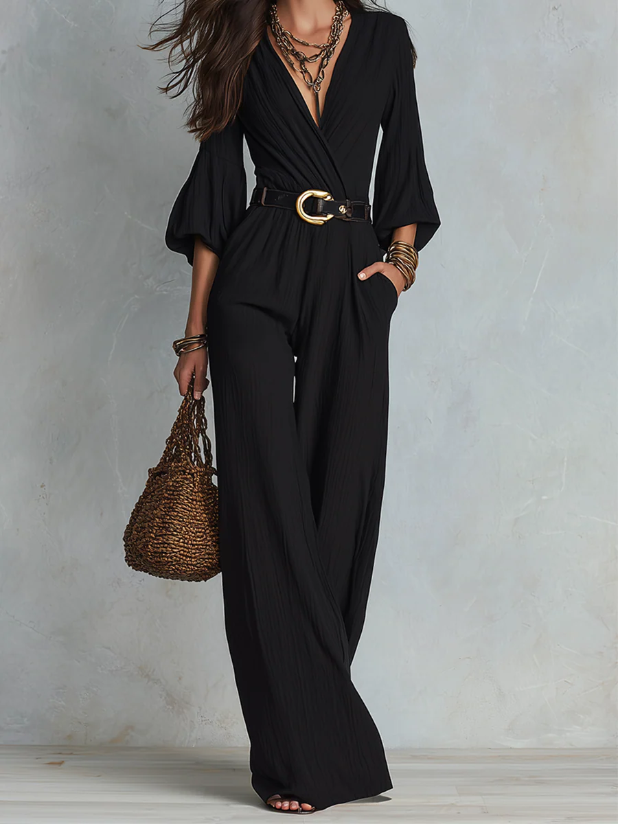 Noir Goddess Wide-Leg Jumpsuit - Image 4