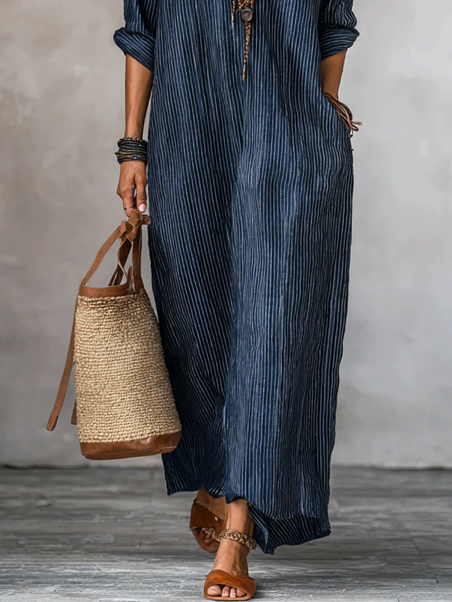 Nomadic Indigo Loose-Fit Maxi Dress - Image 9