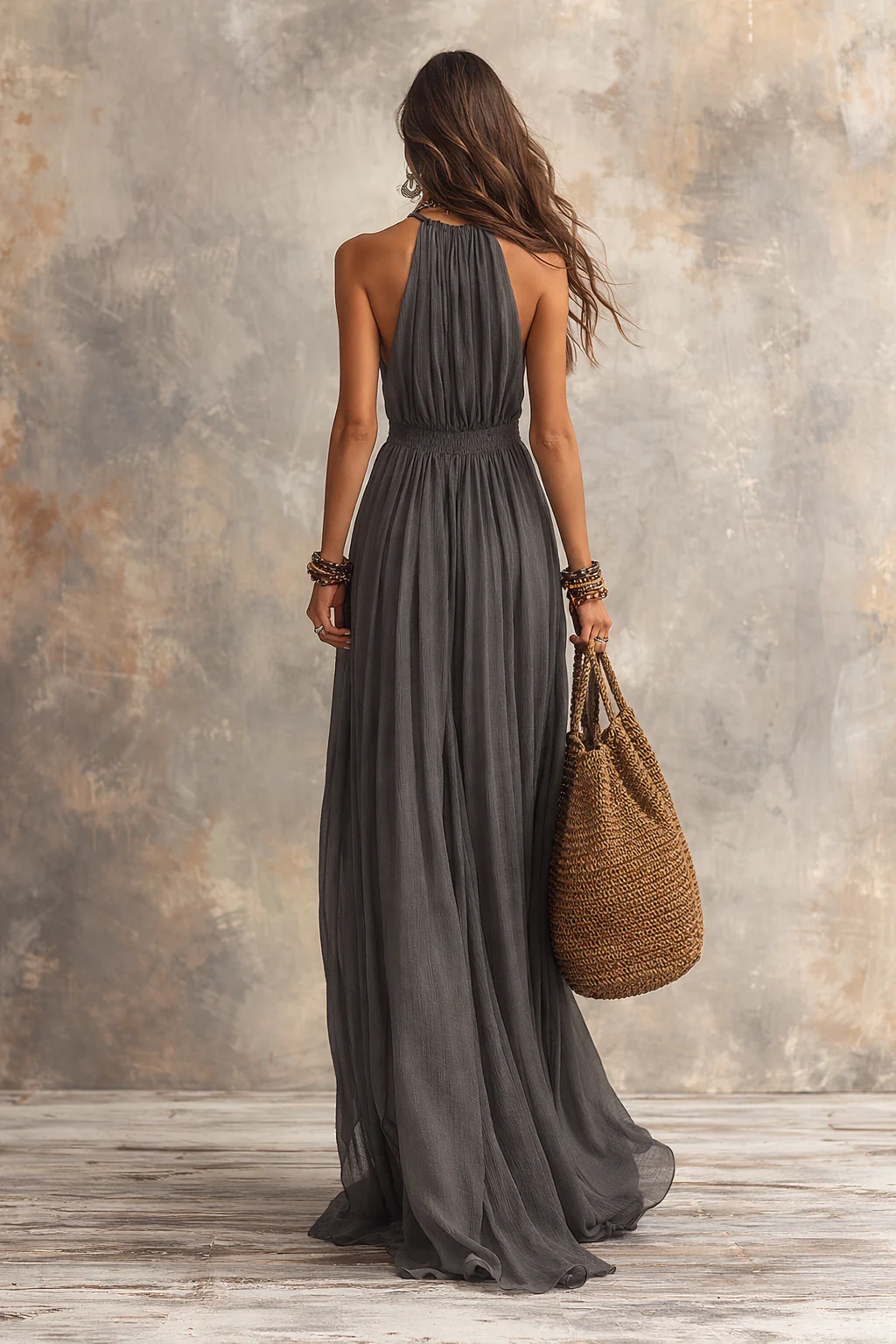 Refined Bohemian Draped Halter Maxi Dress - Image 7