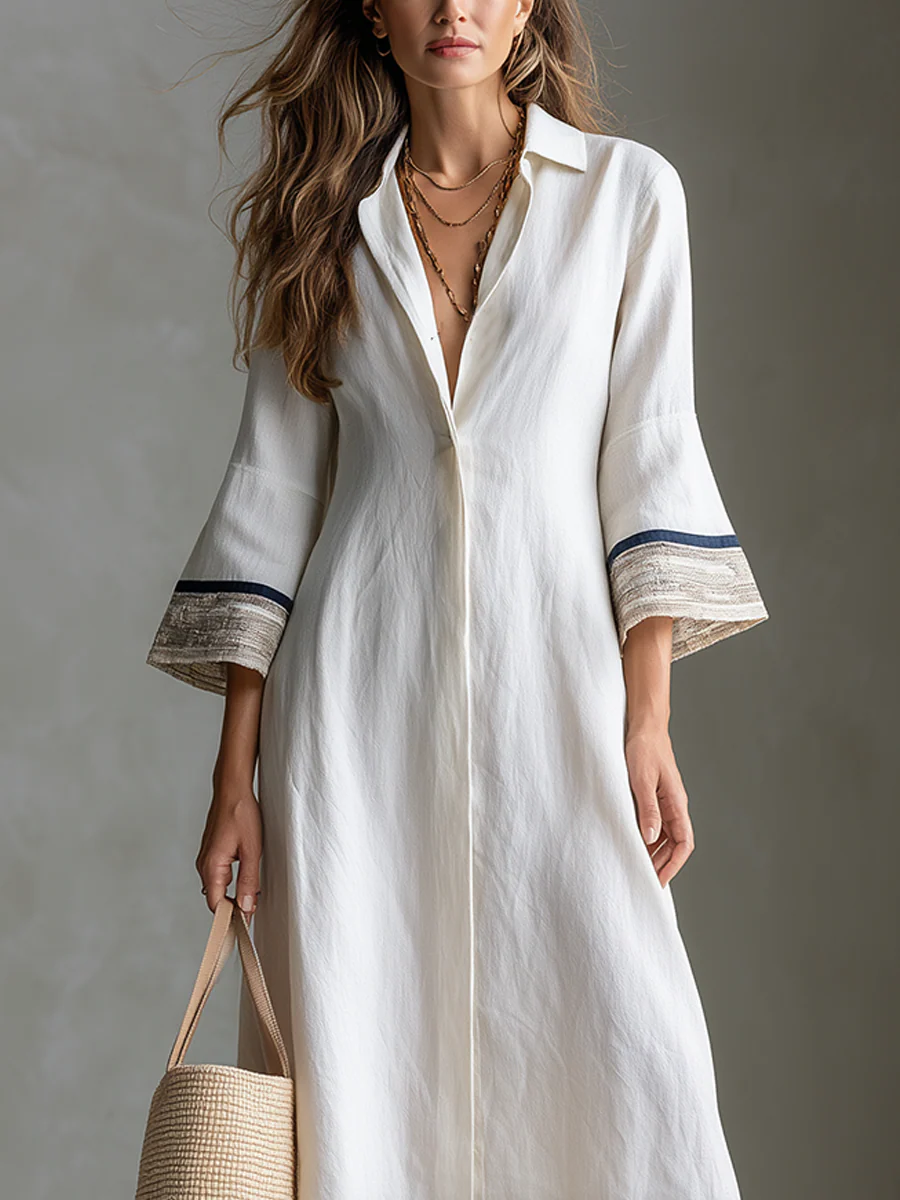 Refined Ivory Contrast Hem Maxi Dress - Image 2