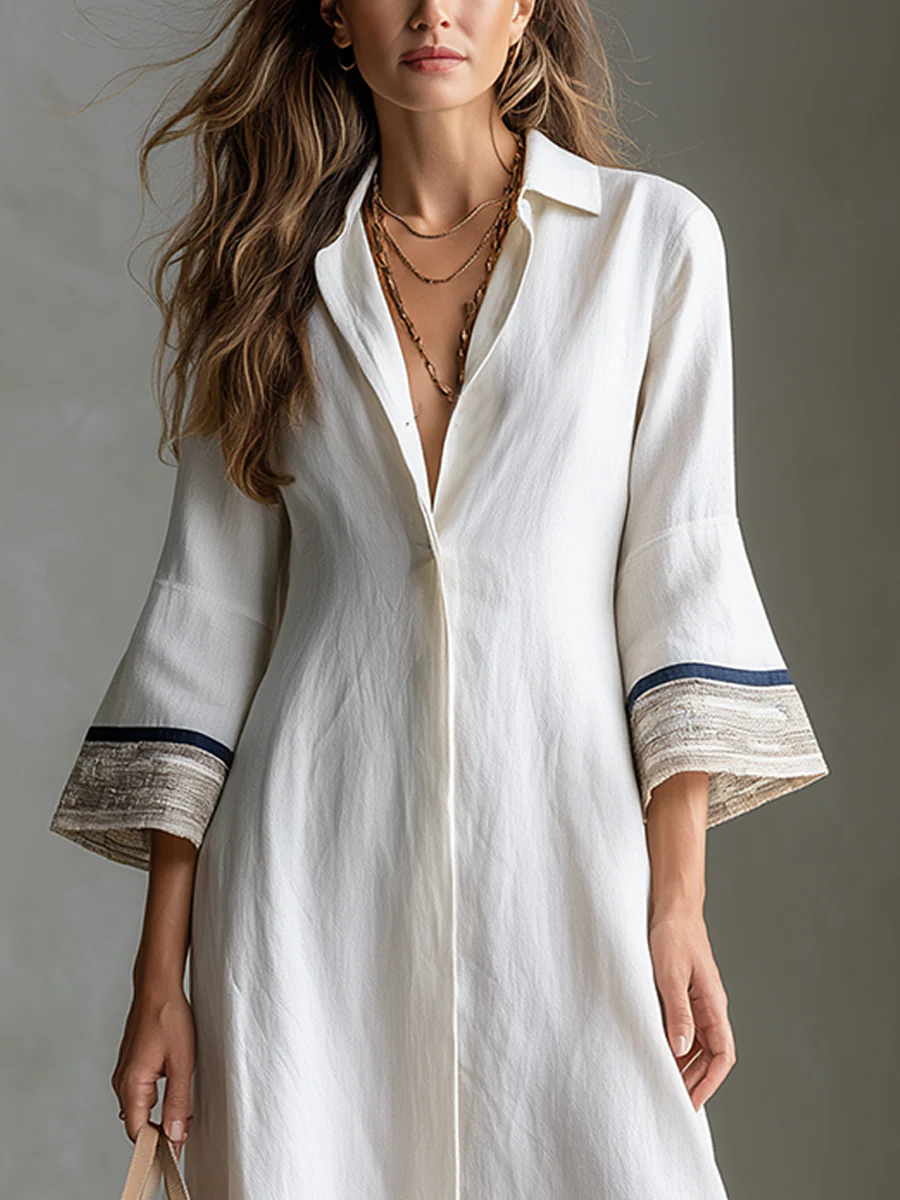 Refined Ivory Contrast Hem Maxi Dress - Image 3