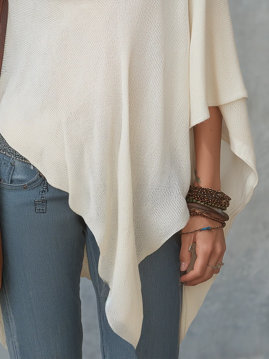 Relaxed Ivory Draped Knit Top - Image 3