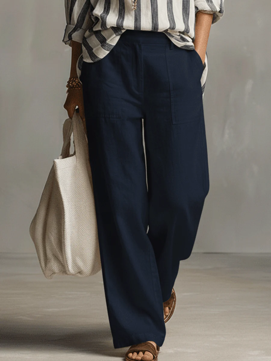 Relaxed Linen Wide-Leg Pants In Soft Ivory - Image 3