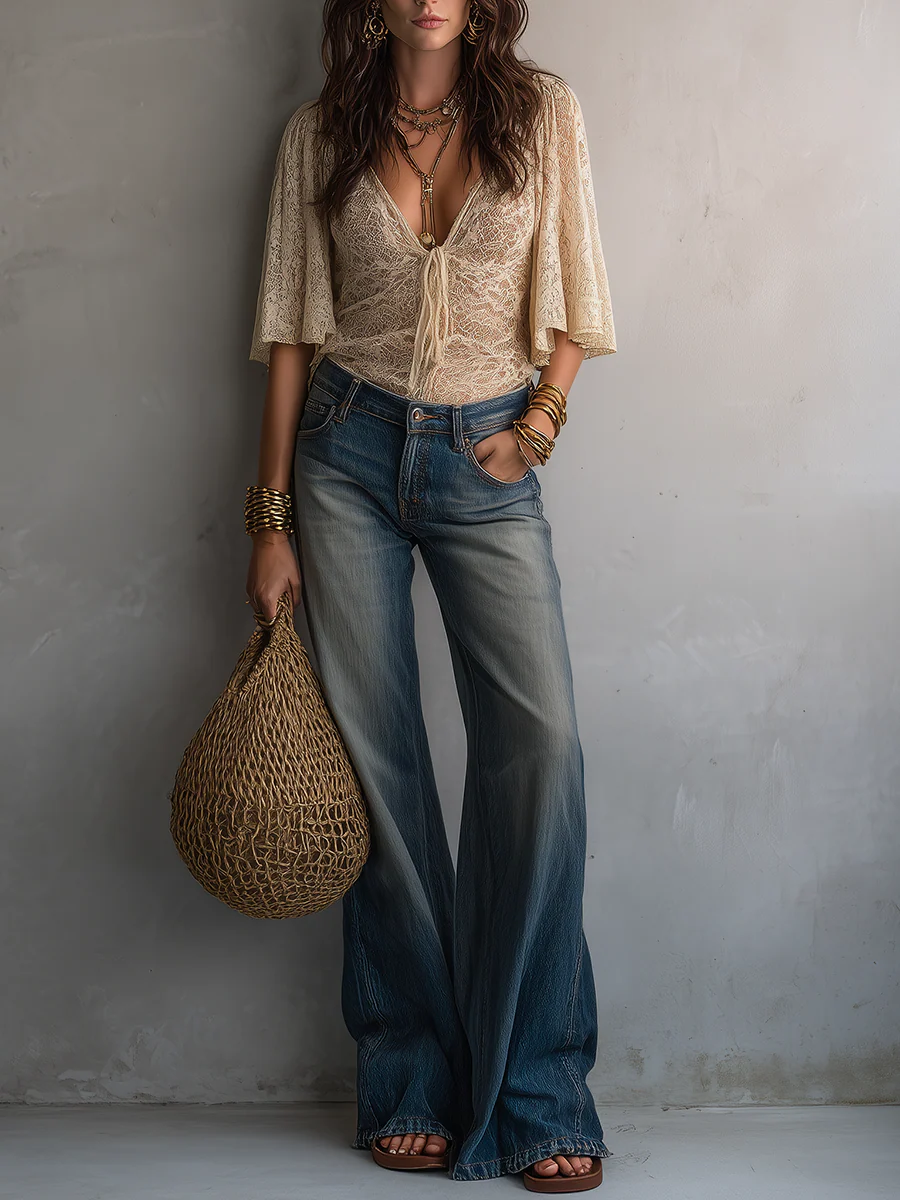 Resort Ivory Lace Flutter Sleeve Bodysuit Top - Image 3