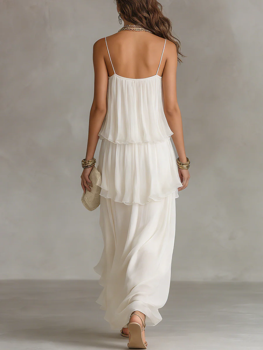 Romantic Sheer Tiered Chiffon Maxi Dress - Image 2