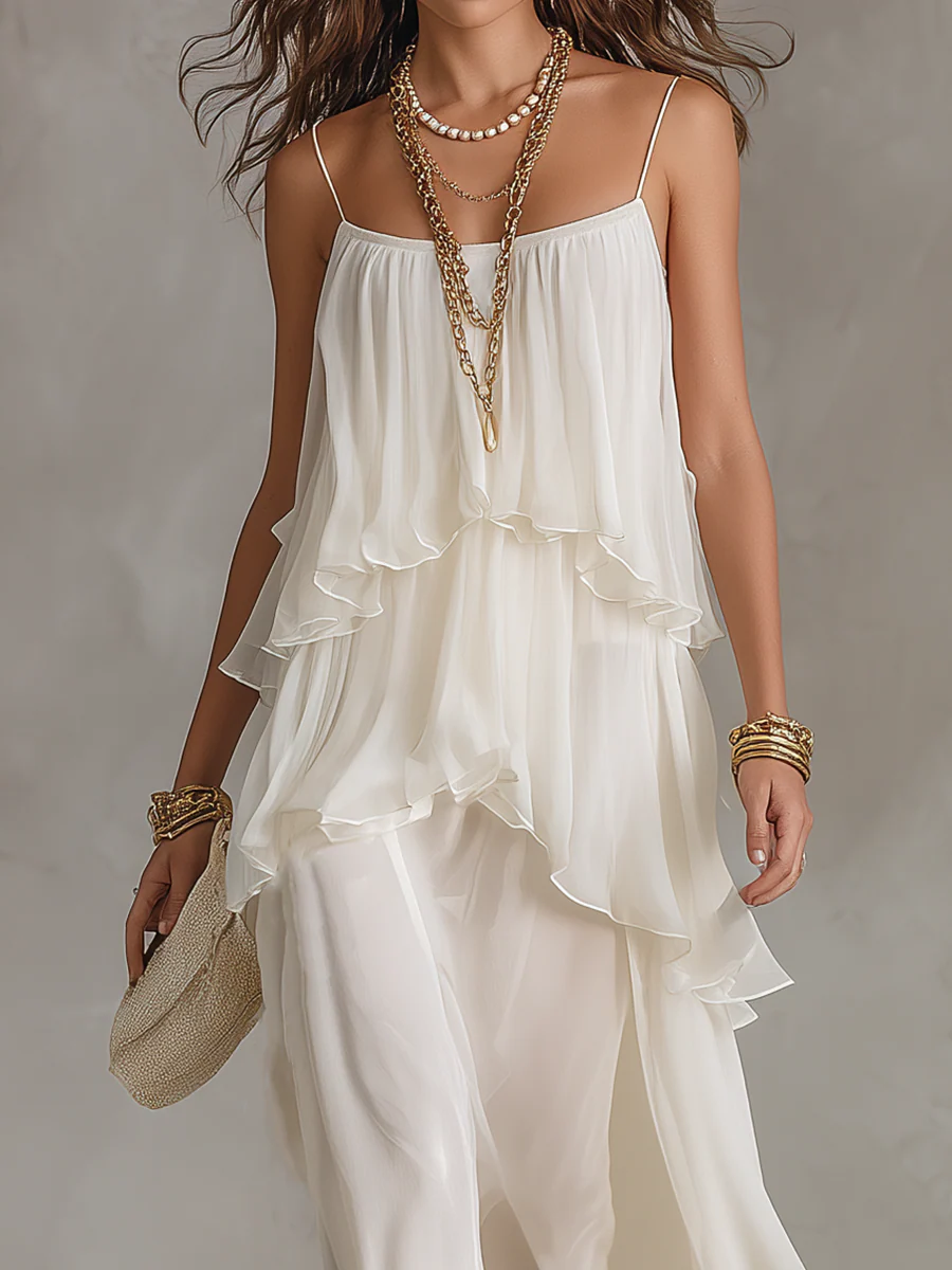 Romantic Sheer Tiered Chiffon Maxi Dress - Image 3