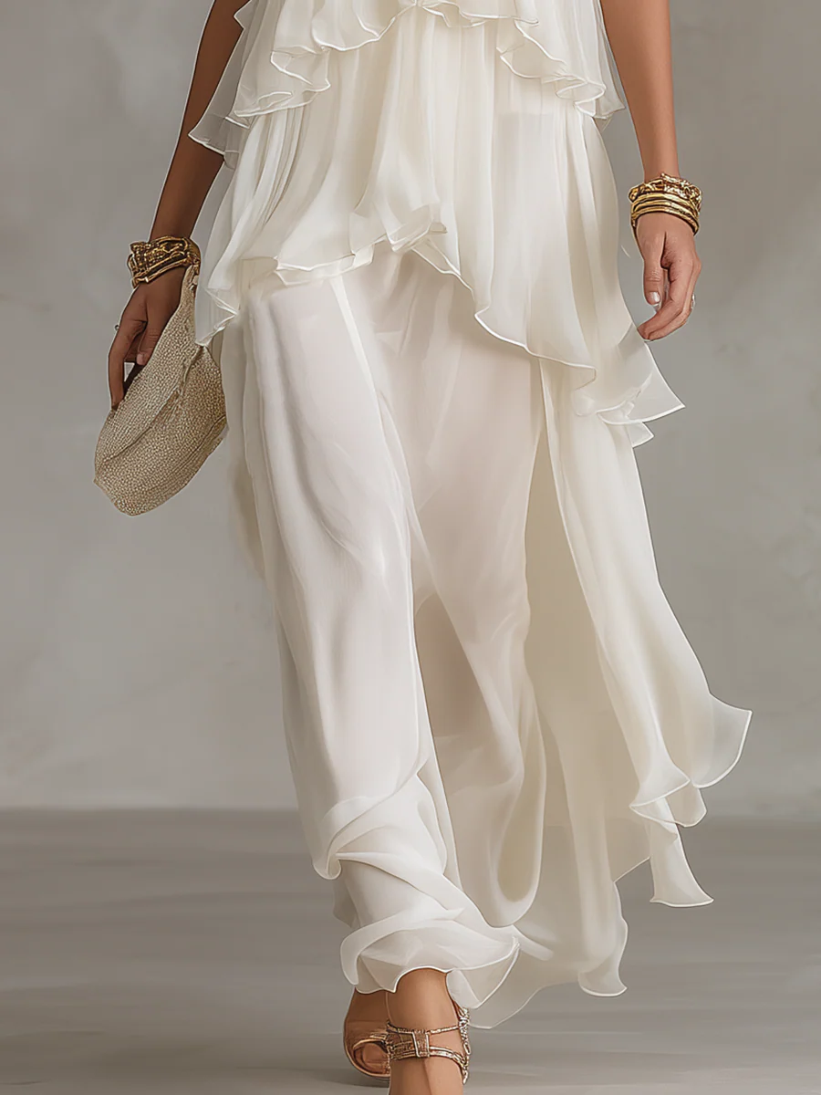 Romantic Sheer Tiered Chiffon Maxi Dress - Image 4